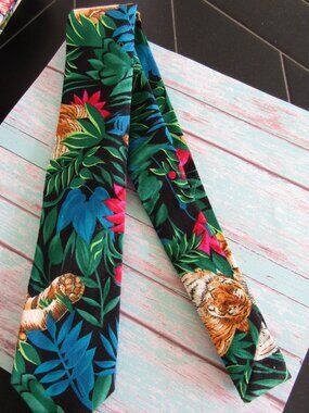 Men's Tiger Tropical Floral Handmade Cotton Tie